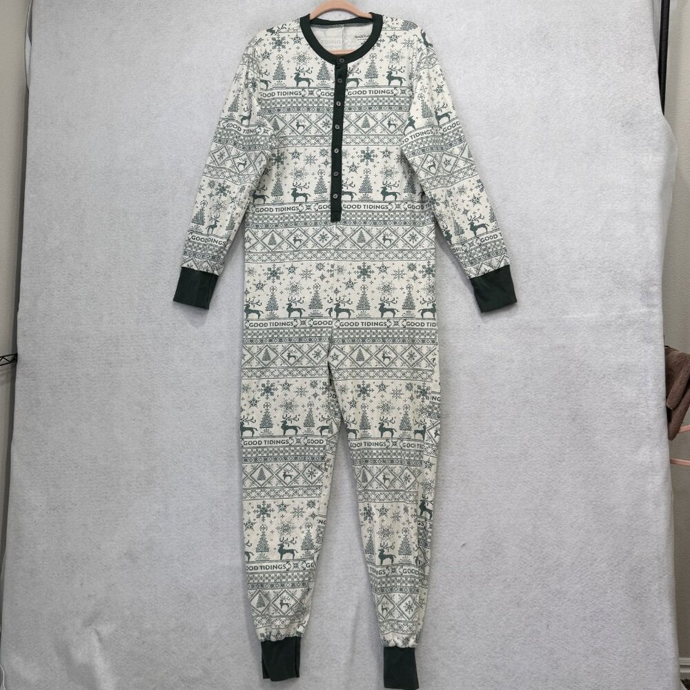 Hearth & Hand With Magnolia Pajamas Womens Medium Green Christmas One Piece